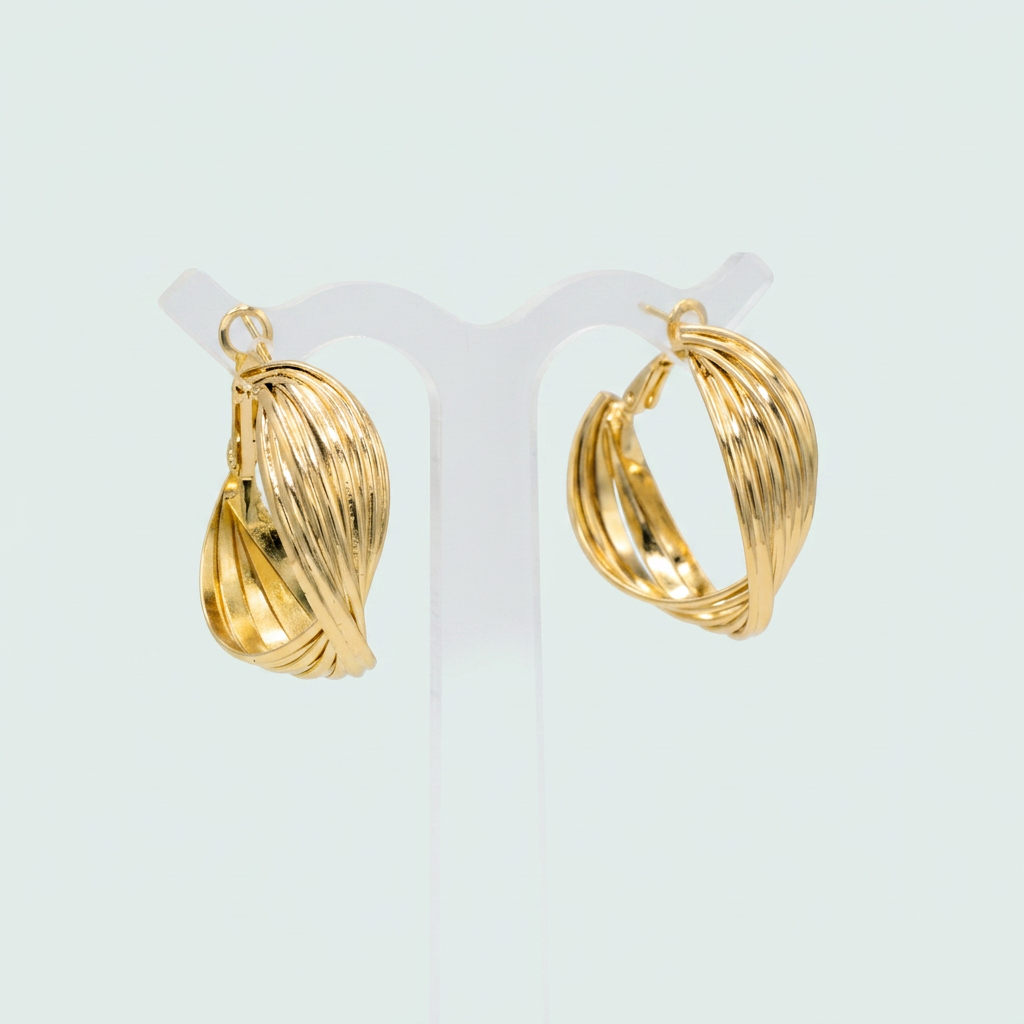 Arracada de Goldfilled con Diseño Torzal con Rayas mod. 1233