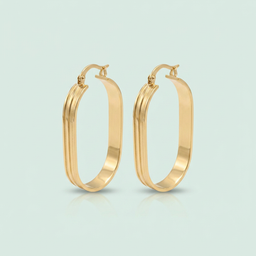 Arracada de Oro Laminado con Diseño Rectangular Grande mod. 1410
