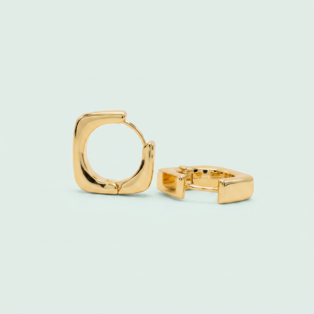 Arete de Grapa de Goldfilled con Diseño de Cuadro Elegante mod. 1262