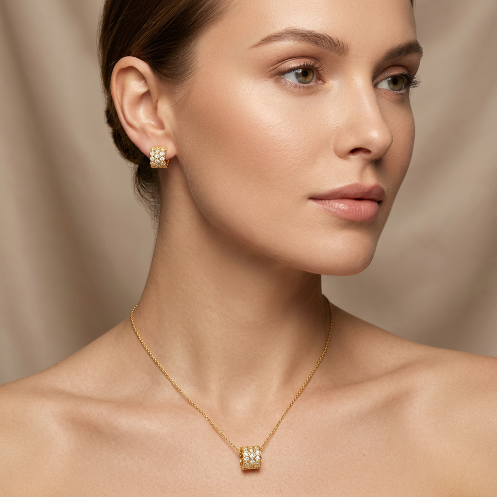 Set de Joyería 2x1 de Goldfilled 2pz Diseño Geométrico mod. 7095