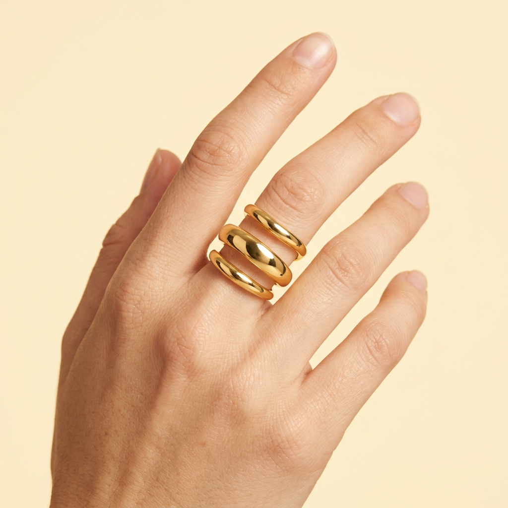 Anillo de Oro Laminado de Triple Raya Moderno mod. 1315