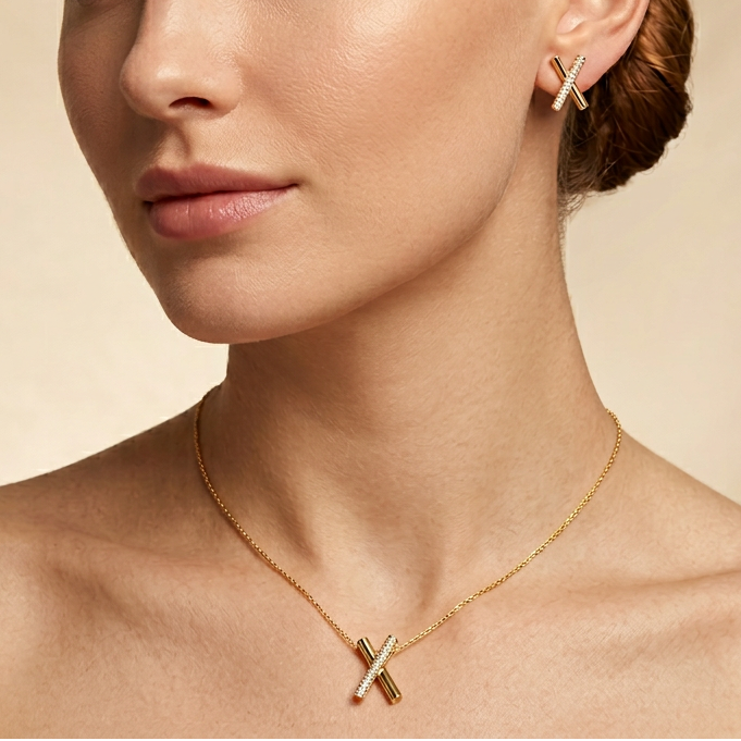 Set de Joyería de Goldfilled Diseño de X mod. 7093