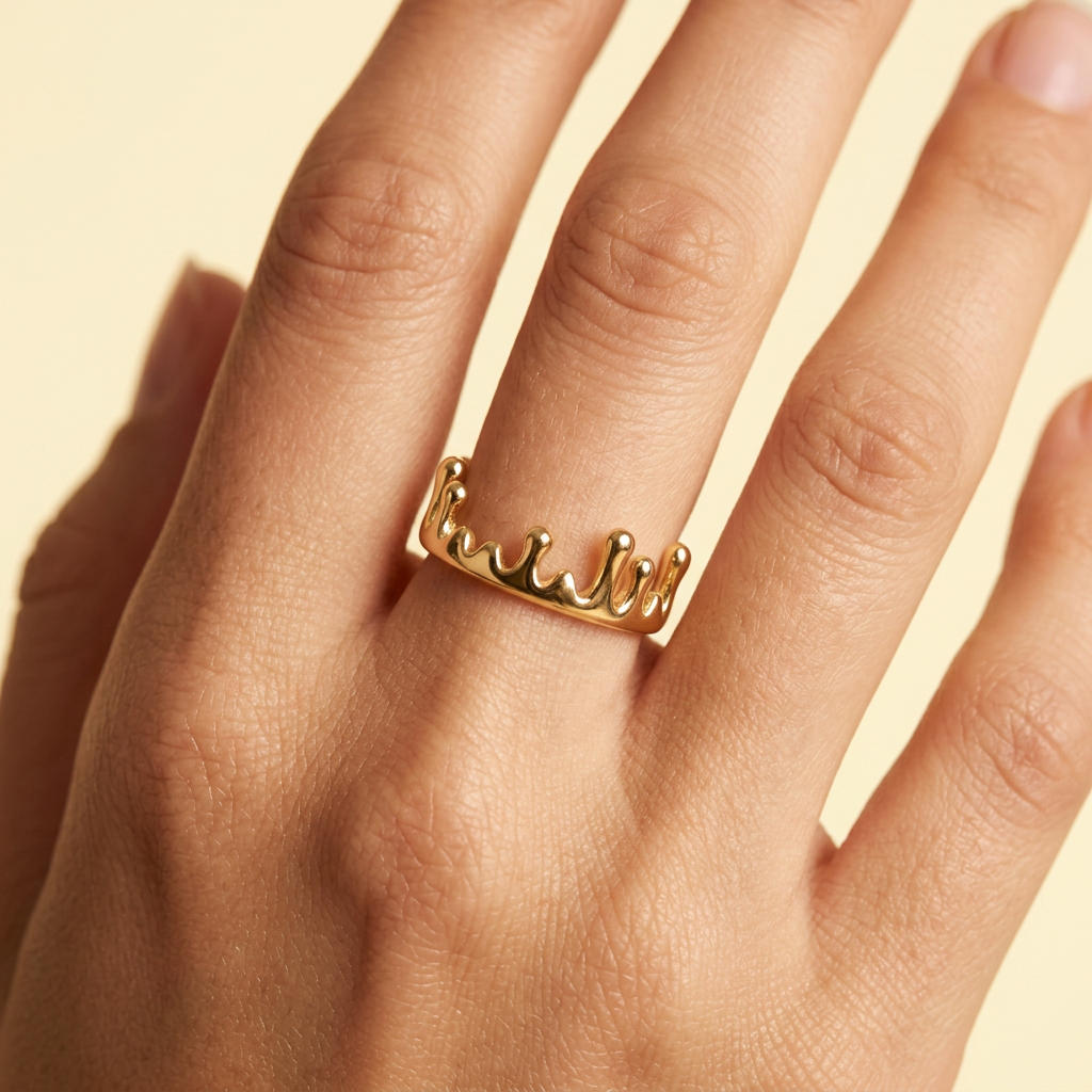 Anillo de Goldfilled con Diseño de Corona Liso mod. 1310