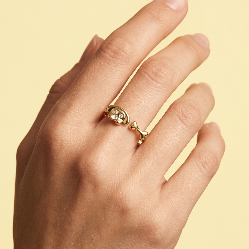 anillo de Goldfilleld con diseño de Perrito y un Hueso  1375