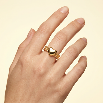 Anillo de Goldfilled Con Diseño de Corazón y Tejido de Canasta mod. 1308