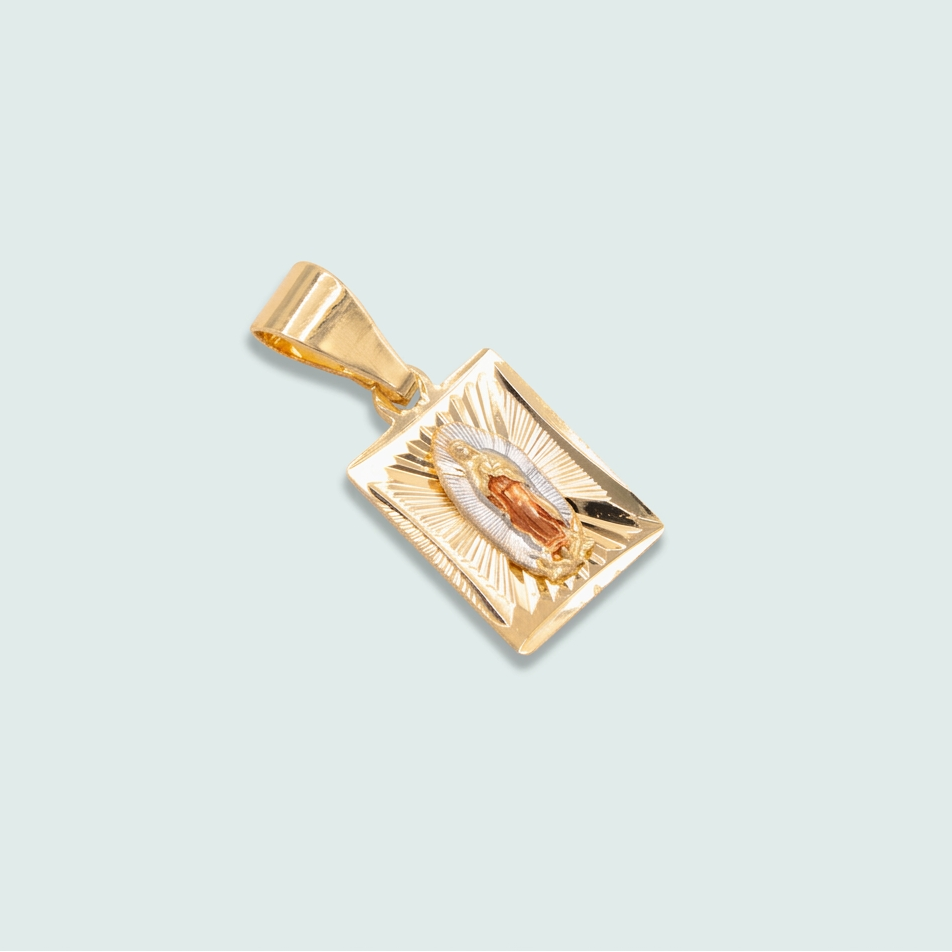 Medalla de Oro Laminado Rectangular de la Virgen de Guadalupe mod. 1433