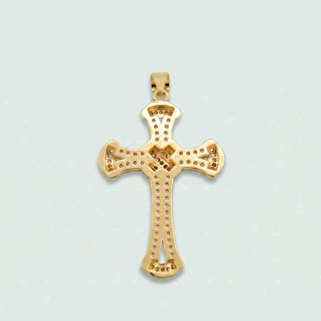 Dije de Goldfilled con Diseño de Cruz Trensado y Zirconia mod.1277