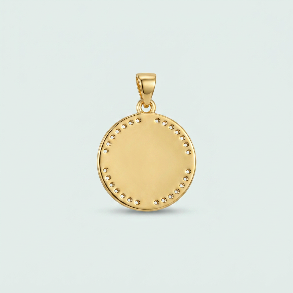 Medalla de Oro Laminado Circular de la Virgen de Guadalupe y Zirconia mod. 1436