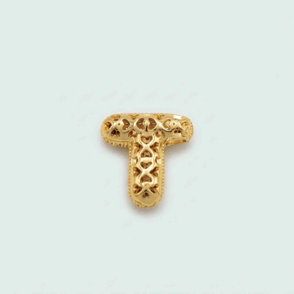 Dije de Goldfilled con Inicial  de Letra T y Zirconia mod. 1286