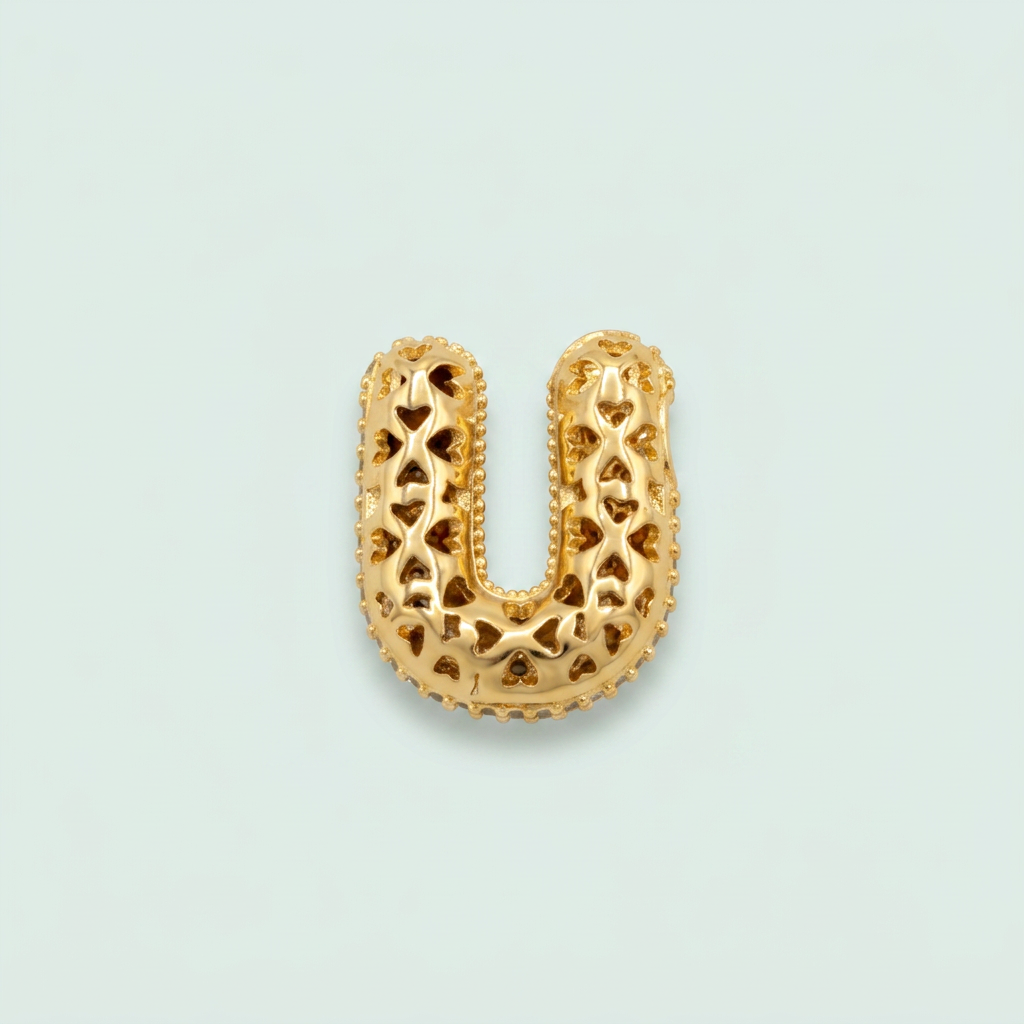 Dije de Goldfilled con Inicial  de Letra U y Zirconia mod. 1287
