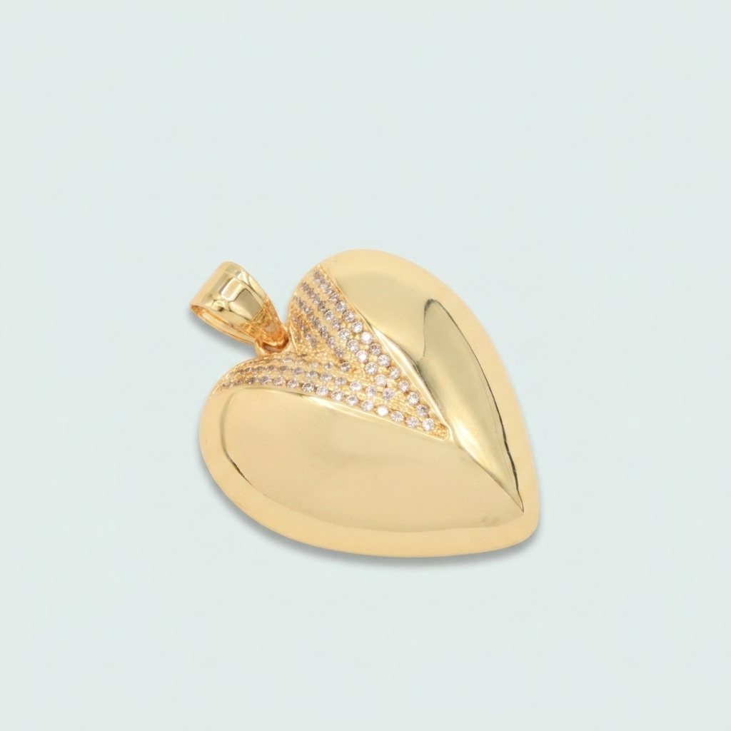 Dije de Oro Laminado Corazón Grande con Zirconia mod. 1420