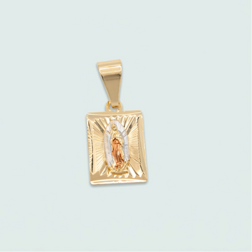 Medalla de Oro Laminado Rectangular de la Virgen de Guadalupe mod. 1433