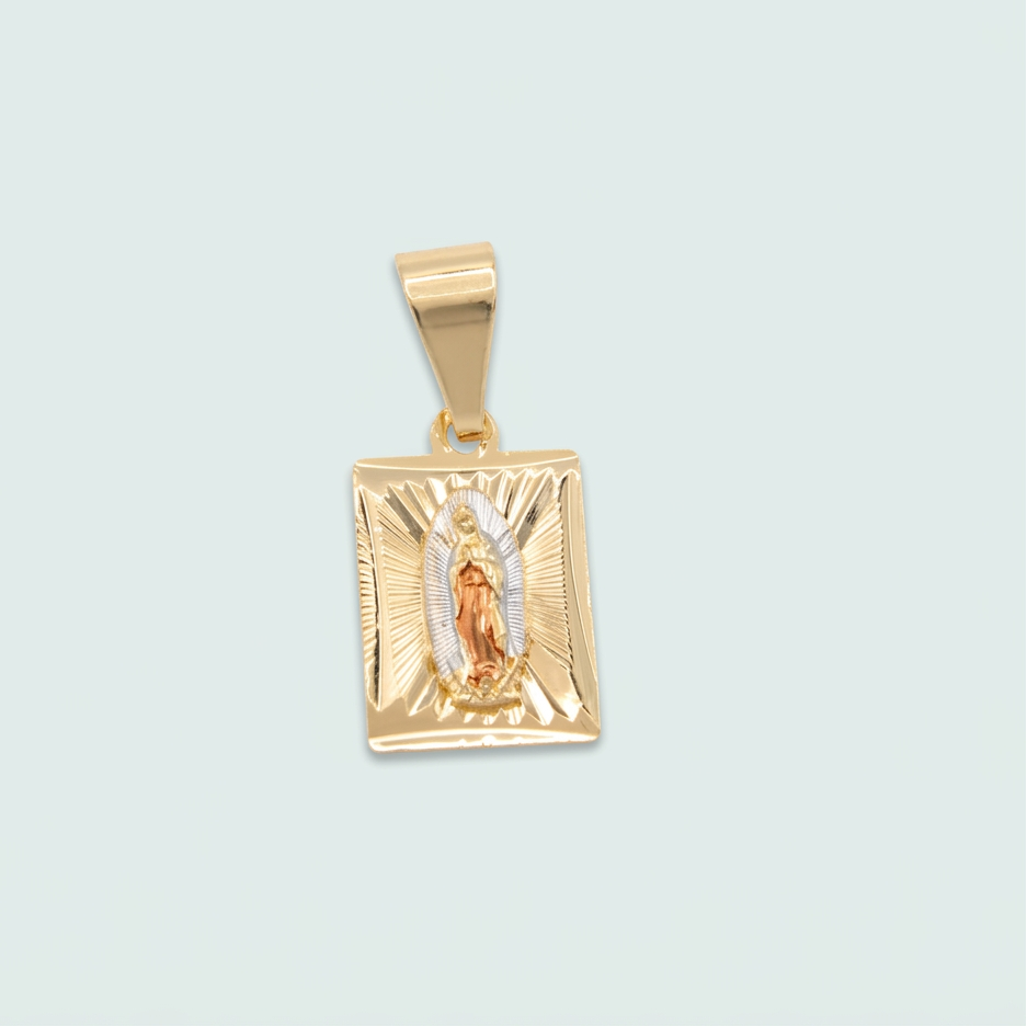 Medalla de Oro Laminado Rectangular de la Virgen de Guadalupe mod. 1433