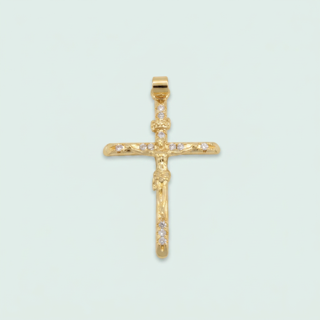 Dije de Goldfilled con Diseño de Cruz Elegante y Zirconia mod. 1278
