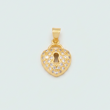 Dije de Goldfilled con Diseño de Corazón de Candado con Zirconia mod. 1334