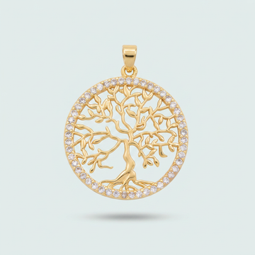 Medalla  de Oro Laminado del Arbol de la Fortuna y Zirconia mod. 1435
