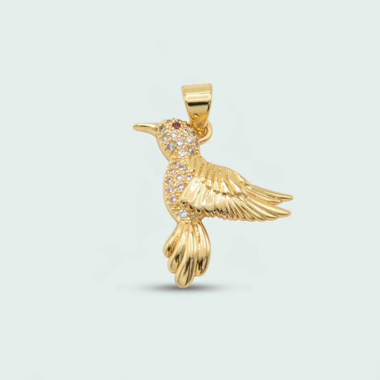 Dije de Oro Laminado de Colibrí Pequeño con Zirconia mod. 1327