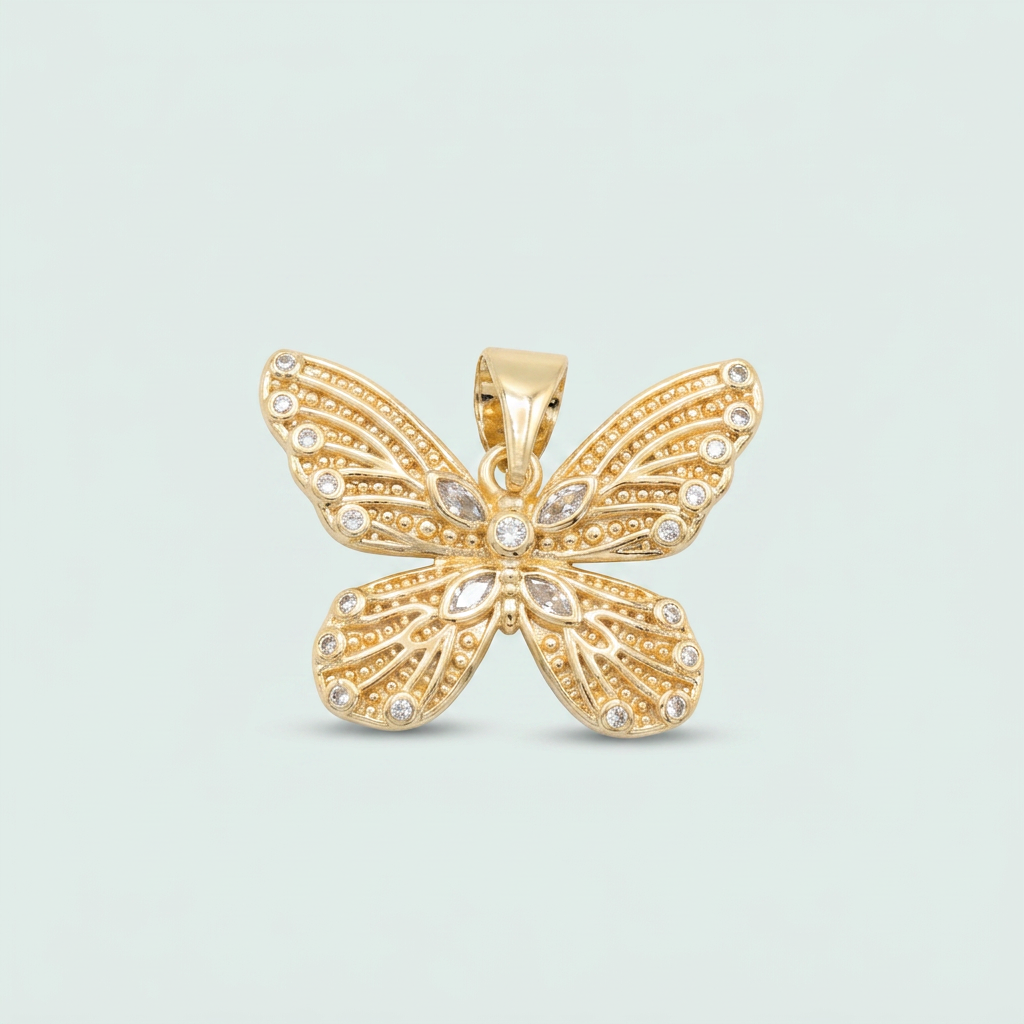 Dije de Oro Laminado de Mariposa Elegante con Zirconia mod. 1324