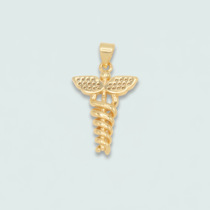 Dije de Goldfilled con Diseño de Medicina con Espiral y Zirconia Chico mod. 1272