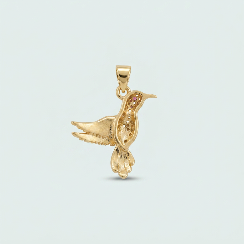 Dije de Goldfilled con Diseño de Colibri Pequeño con Zirconia mod.1327