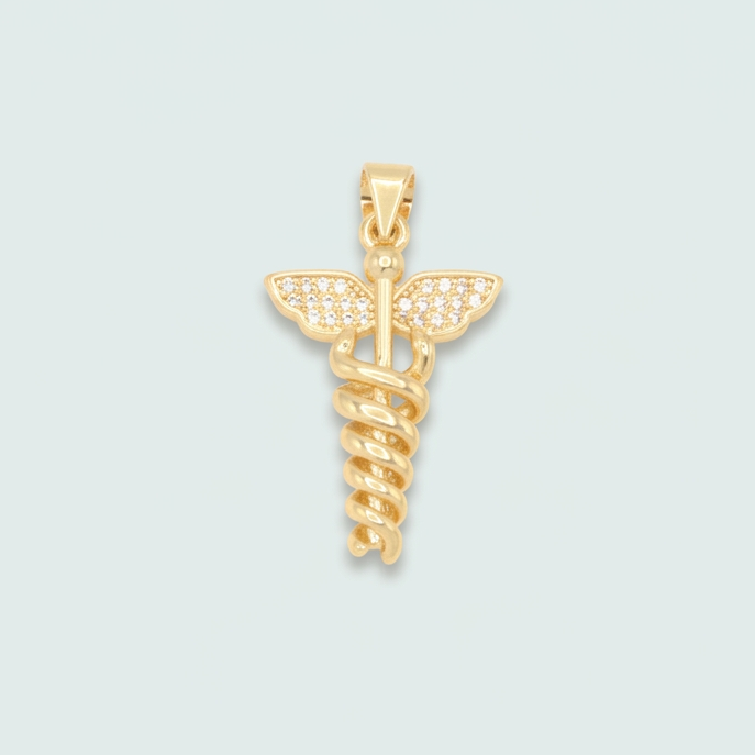 Dije de Goldfilled con Diseño de Medicina con Espiral y Zirconia Chico mod. 1272