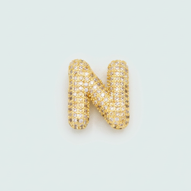 Dije de Goldfilled con Inicial  de Letra N y Zirconia mod. 1284