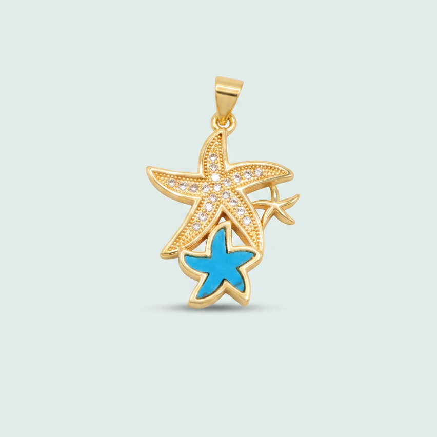 Dije de Oro Laminado de Estrella de Mar con Zirconia mod. 1323