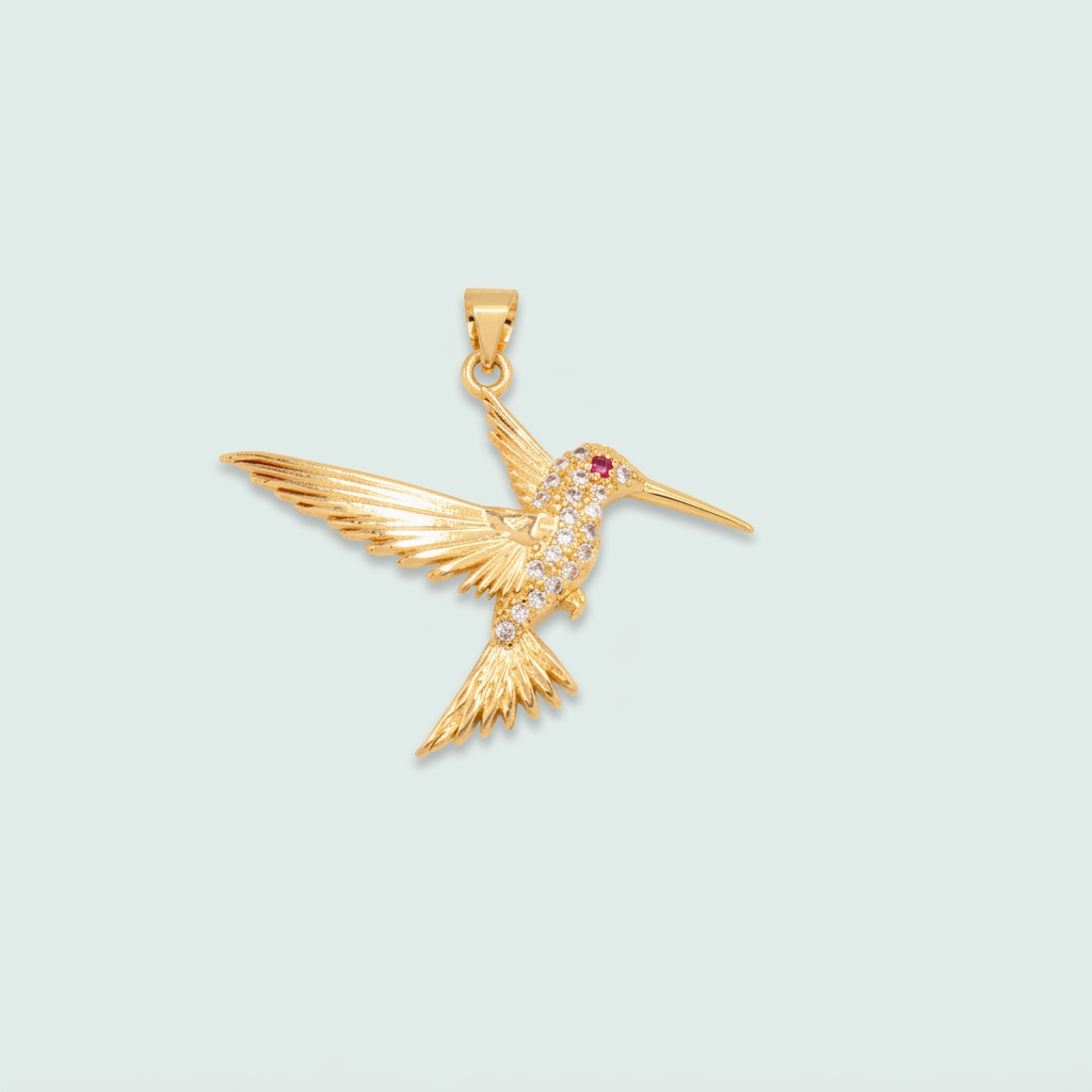 Dije de Goldfilled con Diseño de Colibri y Zirconia mod. 1273