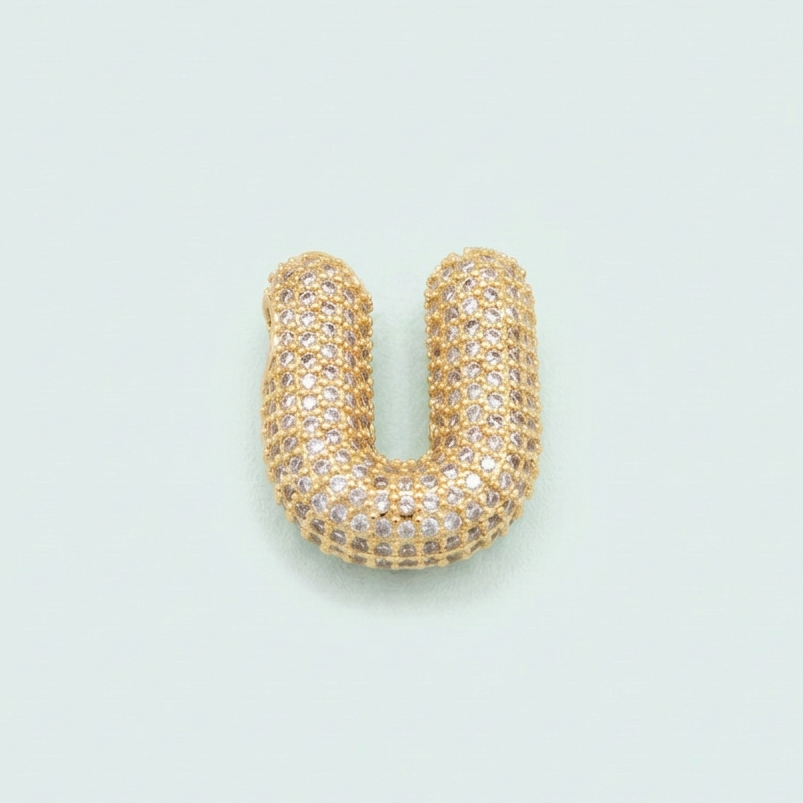 Dije de Goldfilled con Inicial  de Letra U y Zirconia mod. 1287