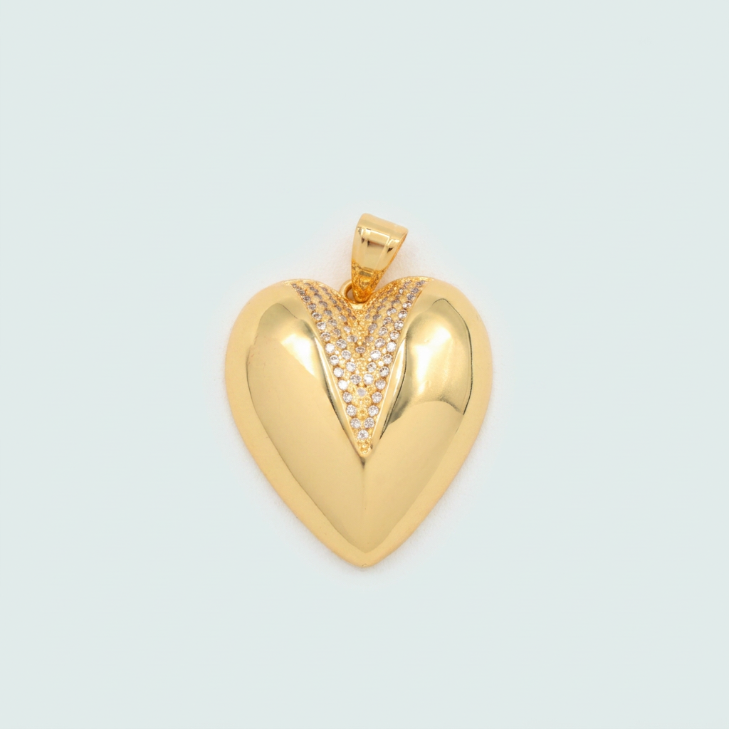 Dije de Oro Laminado Corazón Grande con Zirconia mod. 1420
