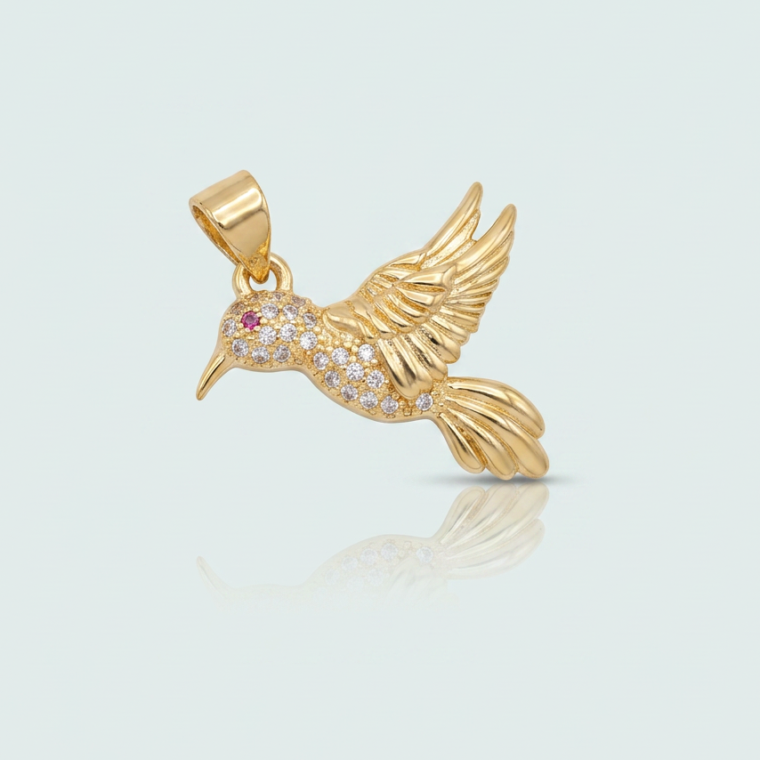 Dije de Goldfilled con Diseño de Colibri Pequeño con Zirconia mod.1327
