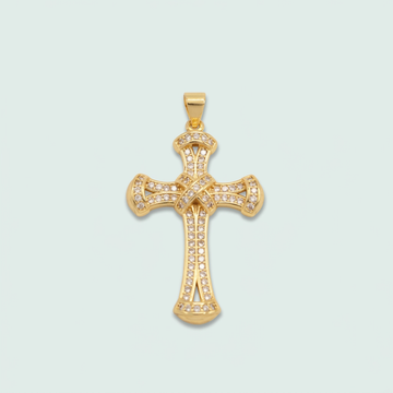 Dije de Goldfilled con Diseño de Cruz Trensado y Zirconia mod.1277