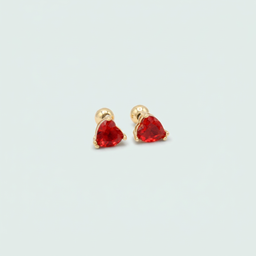 Broquel de Oro Laminado Corazón y Zirconia mod. 1392