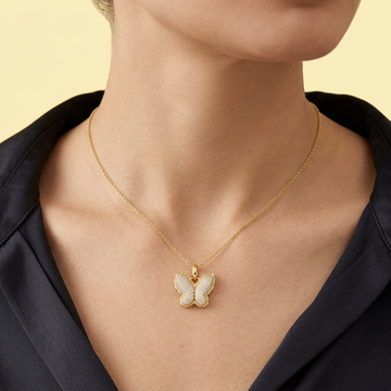 Dije de Goldfilled de Bulto con Diseño de Mariposa Hueca con Zirconia mod. 1325
