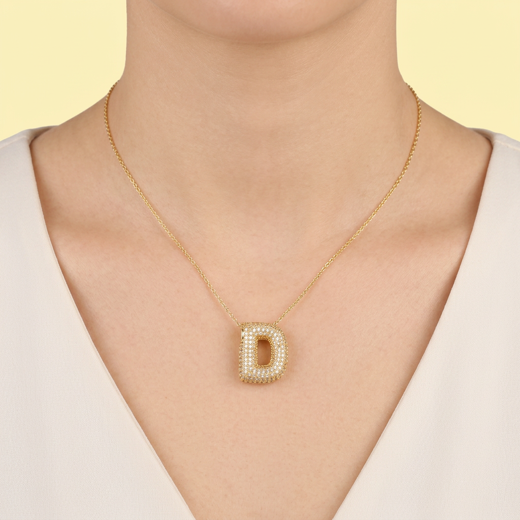 Dije de Goldfilled con Inicial  de Letra D y ZIrconia mod. 1285