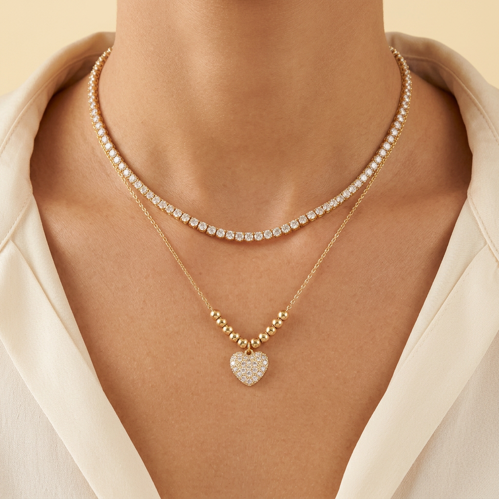Gargantilla de Goldfilleld con zirconia y con Diseño de Corazon de Zirconia mod.1371