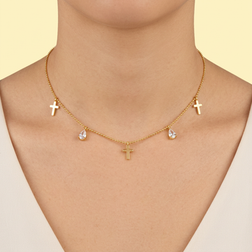 Choker de Goldfilleld con Diseño de Cruz y Piedra de Zirconia mod.1349