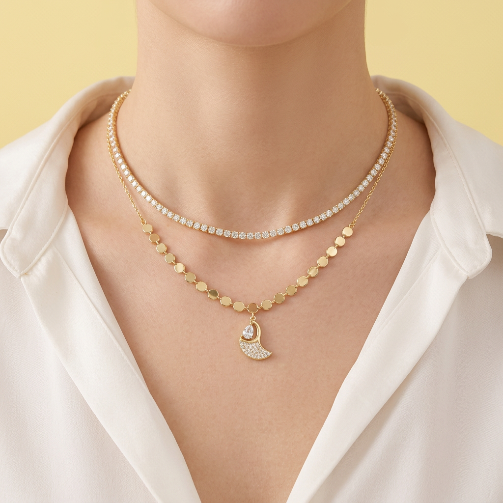 Gargantilla de  Goldfilleld con Zirconia con Diseño Alado con Zirconia mod.1368