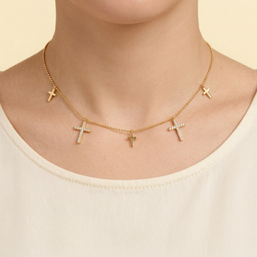 Choker de Goldfilleld con cruz y cruz con Zirconia mod.1350