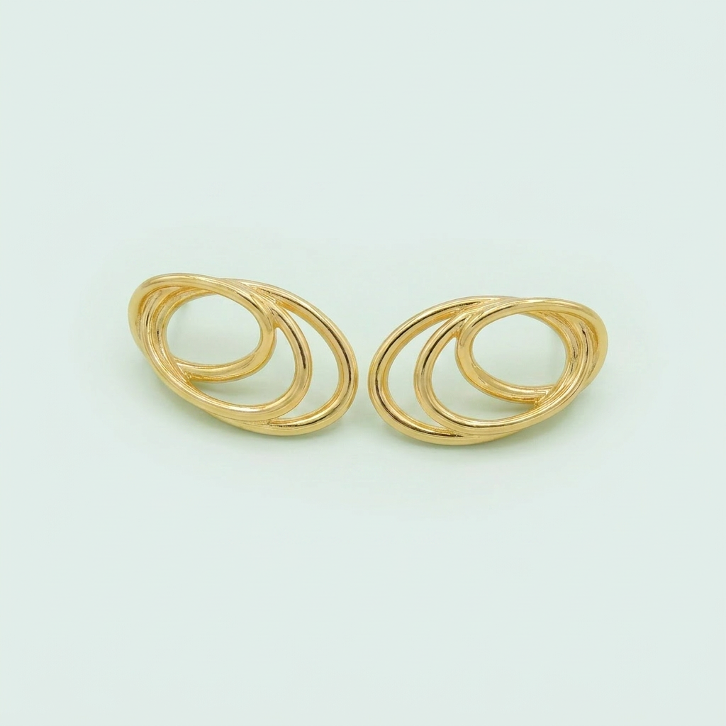 Arete de Oro Laminado de Diseño de Ondas mod. 3106