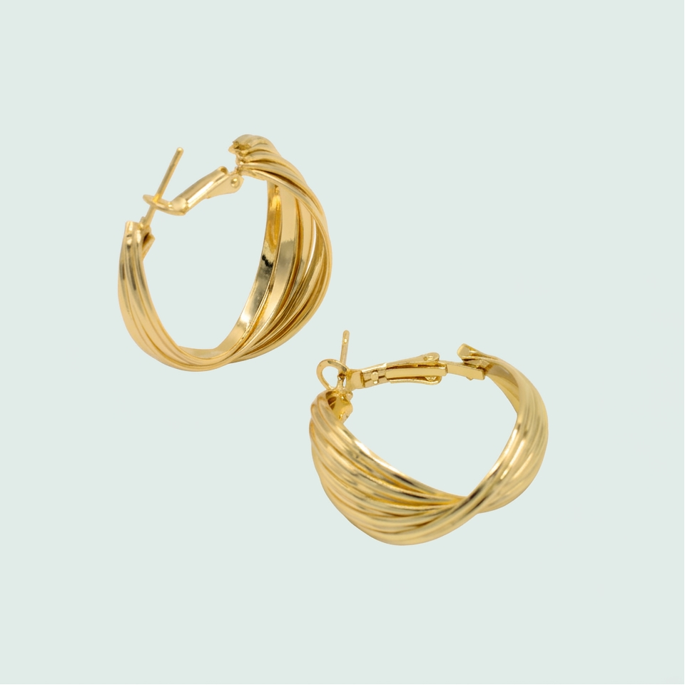 Arracada de Goldfilled con Diseño Torzal con Rayas mod. 1233