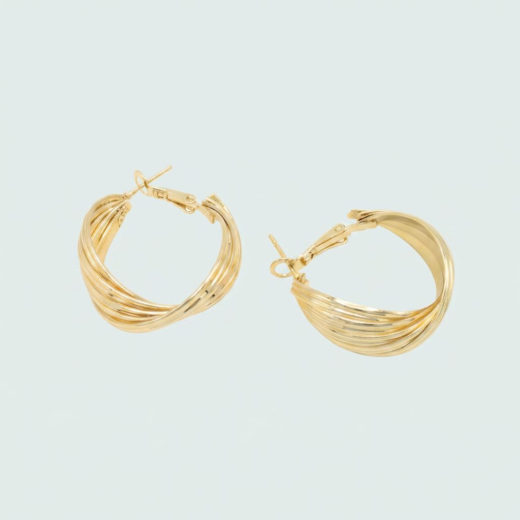 Arracada de Goldfilled con Diseño Torzal con Rayas mod. 1233
