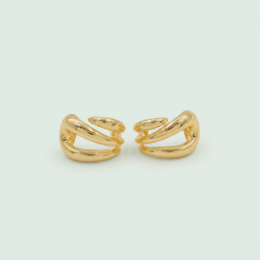 Arete de Oro Laminado de Diseño Ondulado mod. 3107