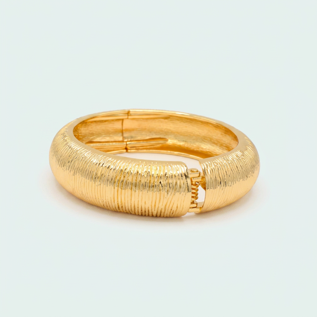 Aro de Goldfilled clasico con diseño de dona con rayas  mod. 1293