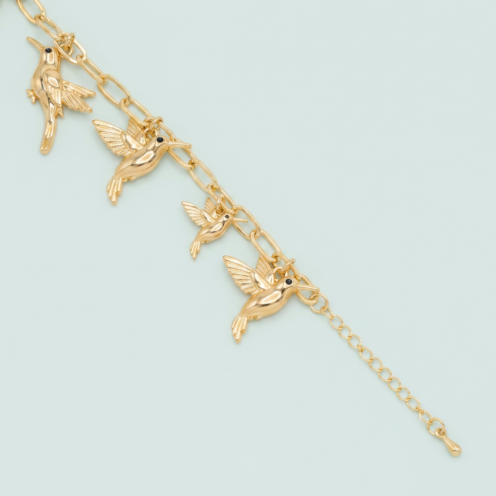 Pulsera de Goldfilled con Colgantes de Colibrí mod. 1098