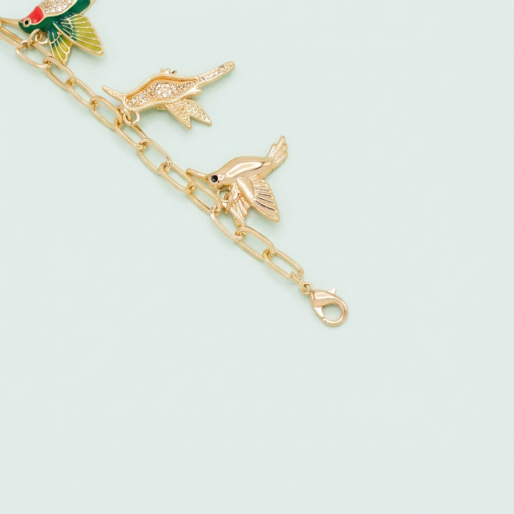 Pulsera de Goldfilled con Colgantes de Colibrí mod. 1098