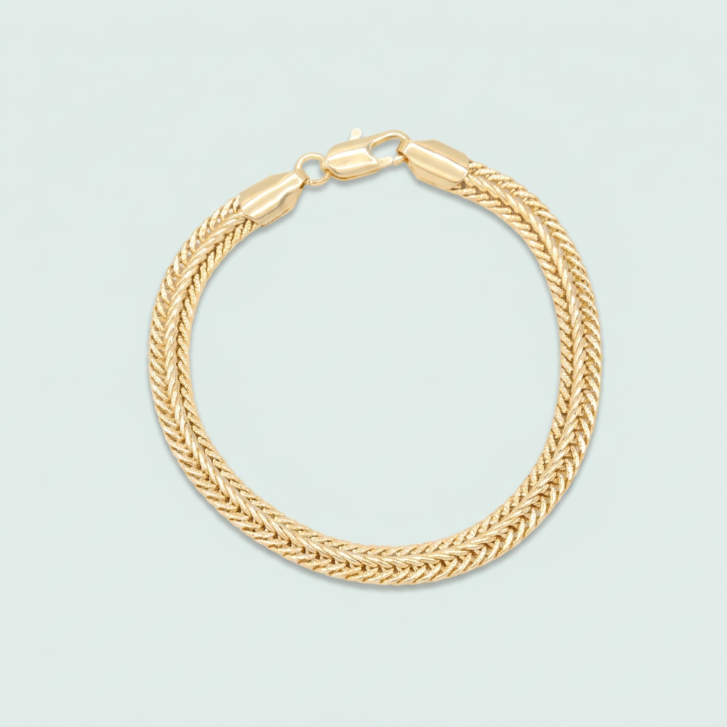 Pulsera Oro Laminado Tejido Espiga con Centro Torzal mod. 1417