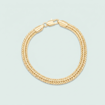 Pulsera Oro Laminado Tejido Espiga con Centro Torzal mod. 1417