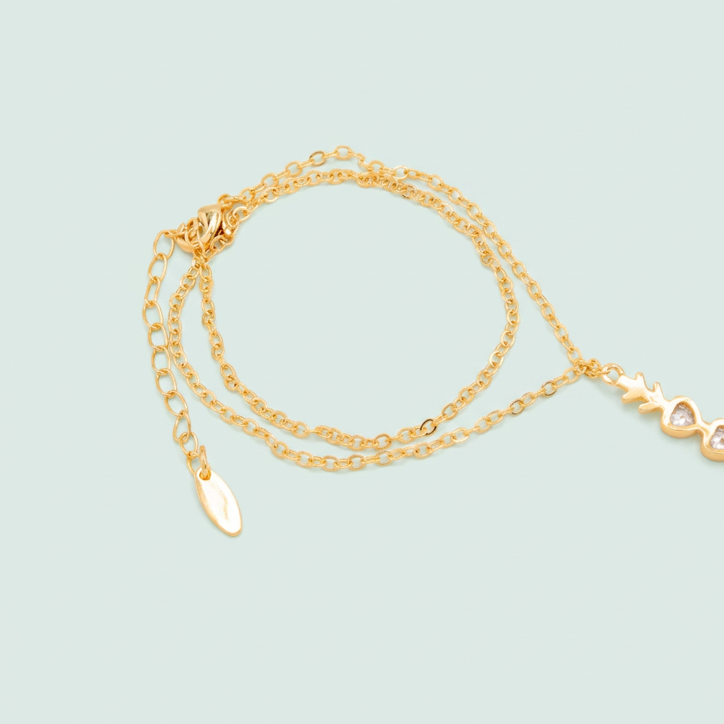 Pulsera Manopla de Oro Laminado con Diseño de Corazones con Zirconia mod. 1534