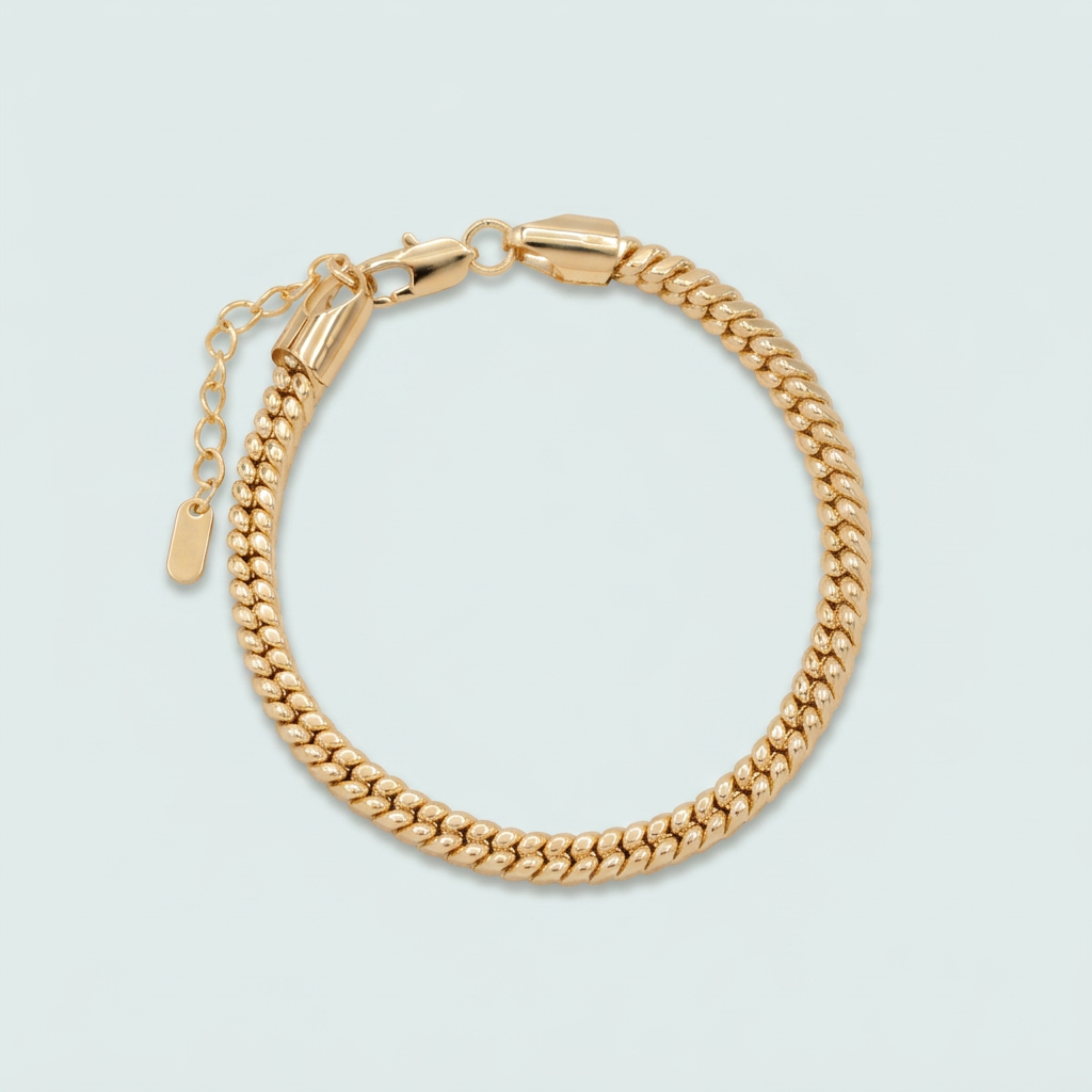 Pulsera Oro Laminado Barbado Cuadrado con Extensión mod. 1418